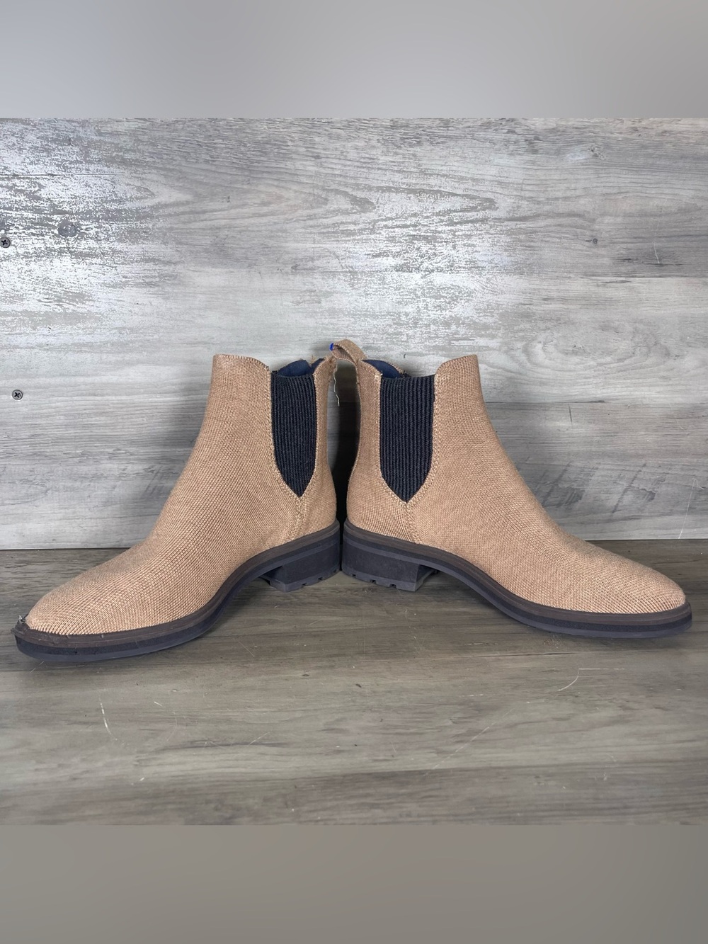Rothys Womens 7 The Lug Boot Butternut Tan Brown Knit Pull On Boots - Picture 4 of 12